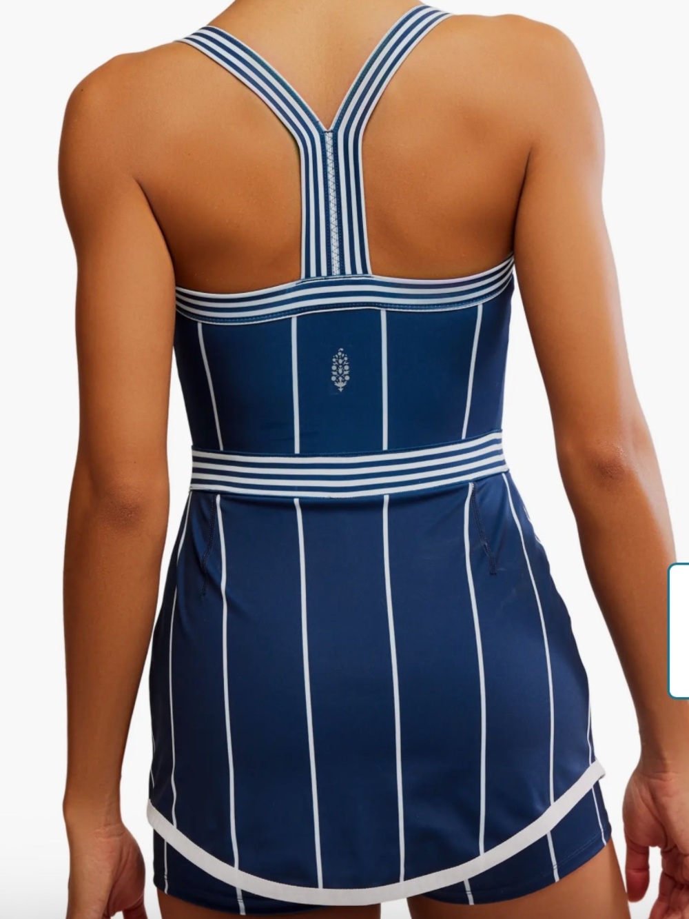 NWT Free People Navy Pinstripe Cool on the court Tennis Romper Dress XL - Picture 2 of 9